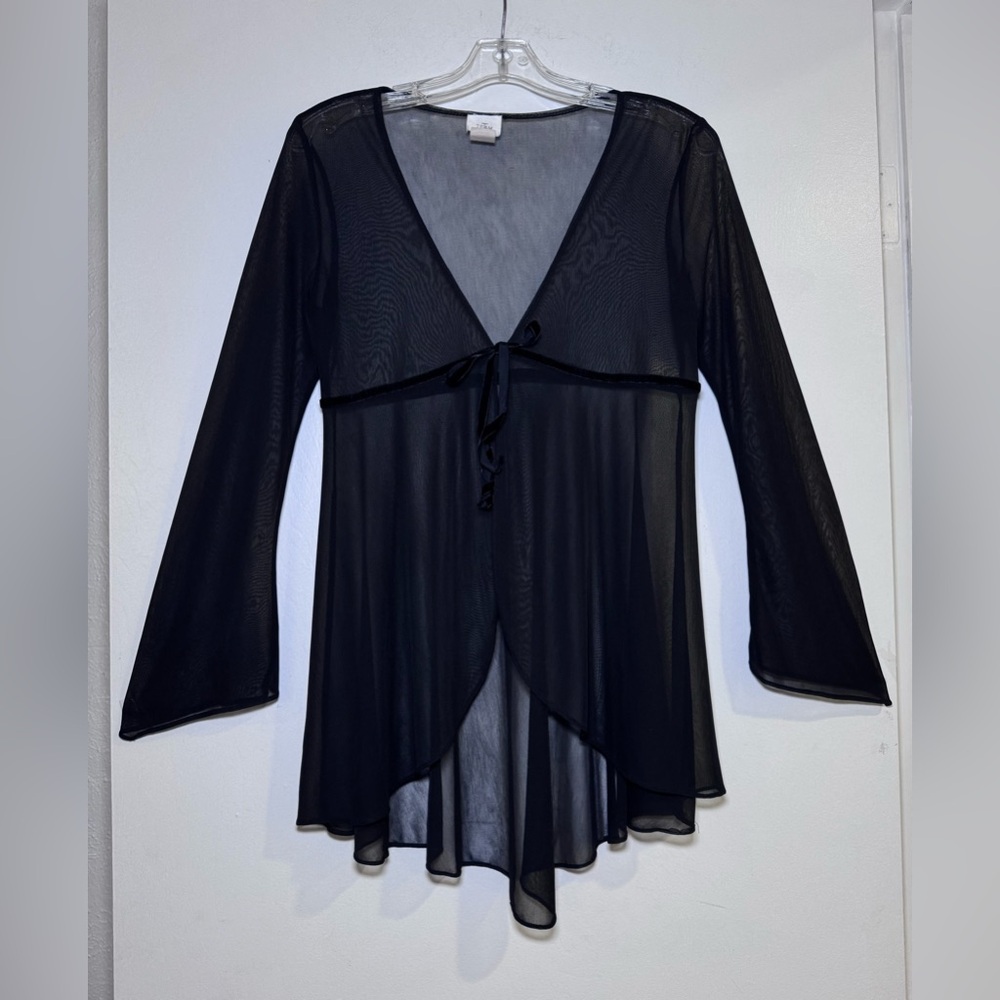 Team U.S.A. Cover-up V neck Black Size Medium long-bell sleeves asymmetrical